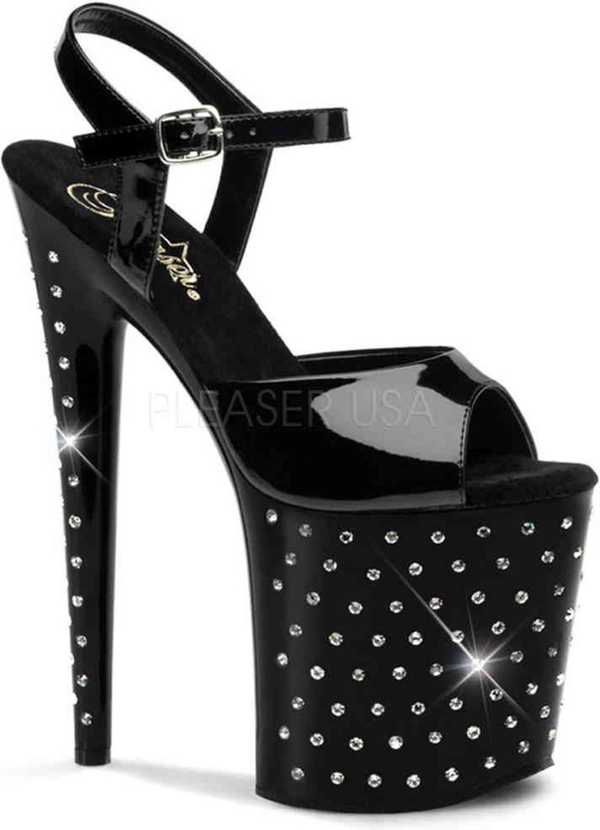 EU 40 = US 10 | STARDUST-809 | 8 Rhinestone Studded Ankle Strap P/F Sandal